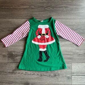 Toddler Girl Long Sleeve A-Line Christmas Santa’s Helper Dress Red Green White